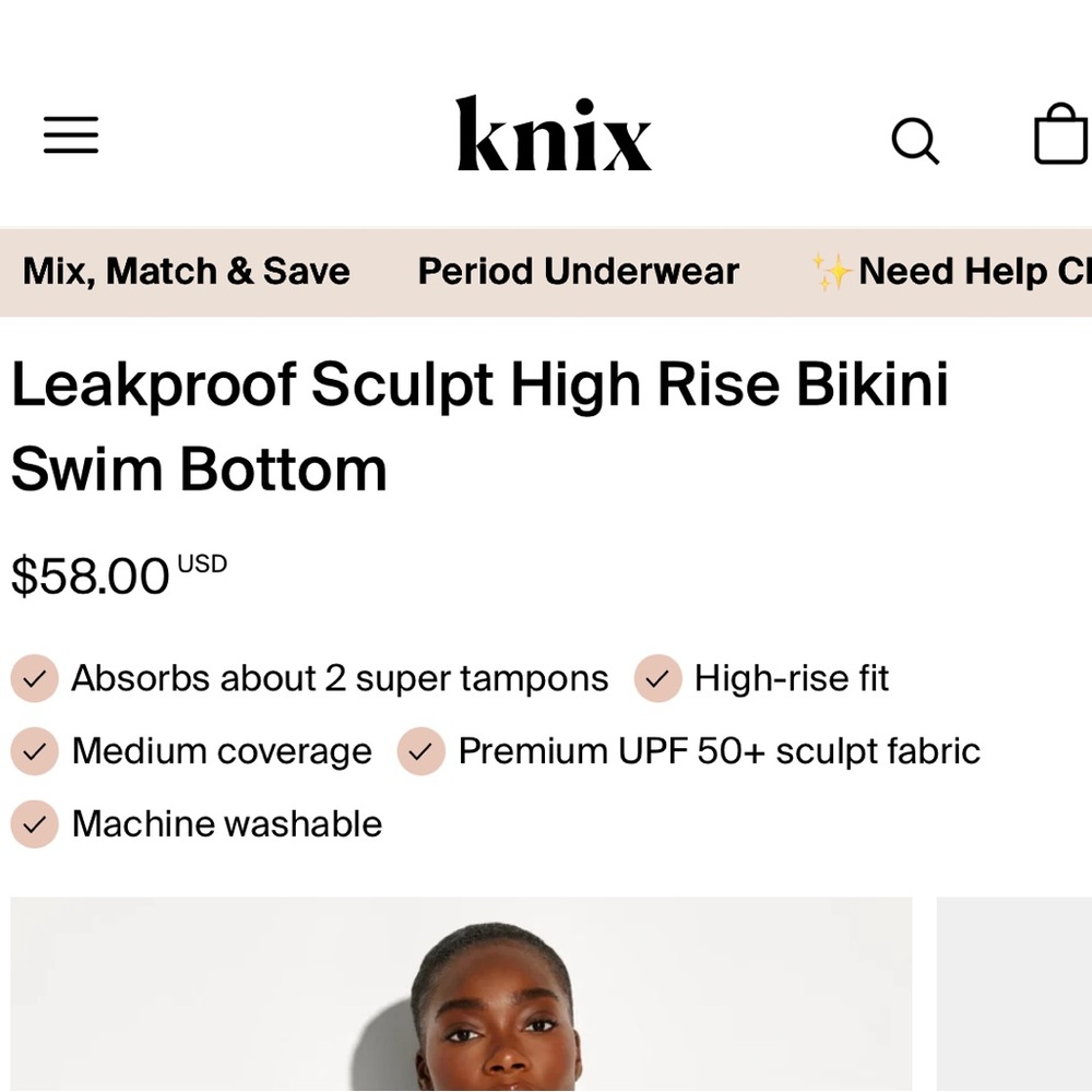knix Leakproof High Rise Bikini Bottom - Picture 2 of 9